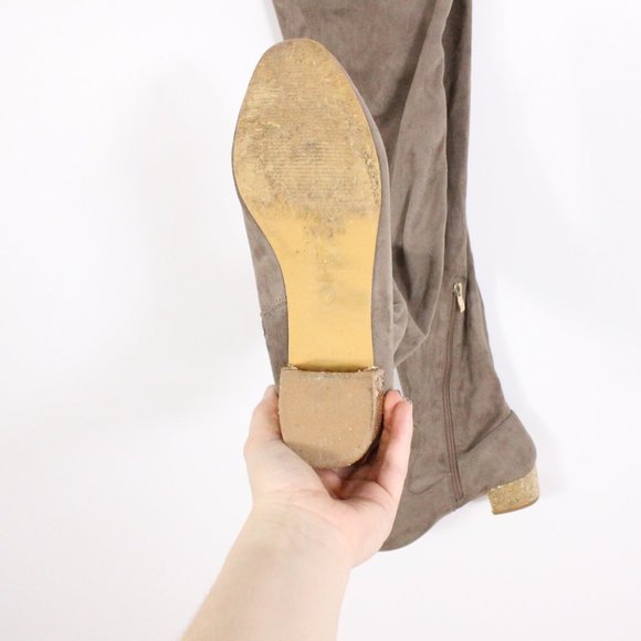 Catherine Malandrino  Womens Tan Faux Suede Over the knee Glitter Boots - Picture 5 of 8